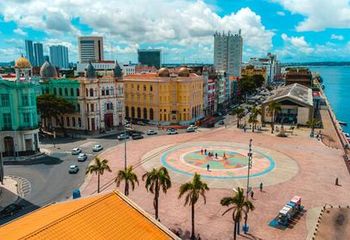 Vista aérea da Praça do Marco Zero de Recife - PE.