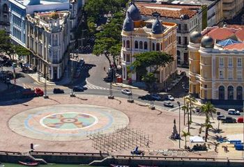 Vista aérea da Praça do Marco Zero de Recife - PE.
